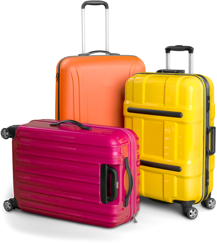 Luggage Consisting of Large Polycarbonate Suitcases Isolated on White